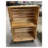 (2) Wooden Crates - 1 has wooden legs attached