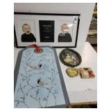 Assorted Picture Frames, Wooden Hanging Bird