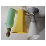 Grey/white Lamp, Plastic yellow Vase, Green