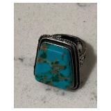 Tibetan Silver Turquoise Ring - Ornate
