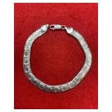 Marked .925 Herringbone Silver Bracelet