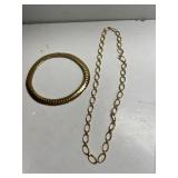 (2) Ladies Goldtone Necklaces - (1) Marked Monet