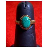Silver with Turquoise Stone Marked.925