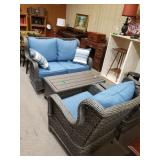 Nice Sunroom Blue & Grey Wicker Sofa,  Chairs,
