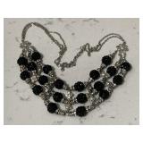 Vintage Black & Diamond Rhinestone Bling Necklace