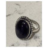 Amethyst Gemstone Ring Silver Tone