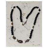 Vintage Artisan Crafted Necklace - Onyx Cloisonné