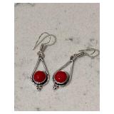 Red Coral Gemstone Southwestern Silver Tone
