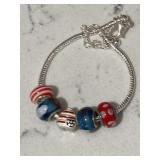 .925 Bead Pandora Style Bracelet - 4th of July