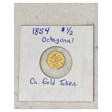 1854 California 1/2 Token Octagon (Miniature)