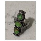 Emerald Green Sterling .925 Marked Sleeve Ring