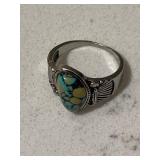Turquoise & Black Onyx Gemstone Ring Marked