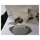 Vintage Lamp  Vanity Mirror And Crumb Catchers
