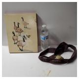 Duck Belt And Painted Ducks On Wood