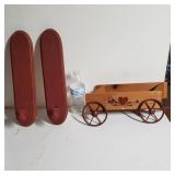 2 Home Interior Candle Holders And Wooden Wagon