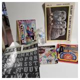 Coloring Books, Glitter Letters,  And More