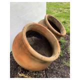 Two Large Angled Terra cotta Planters