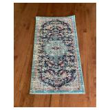 Oriental style rug 4x2 scatter rug Black Teal