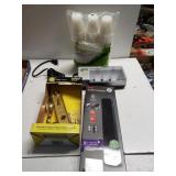 Surge Protector, Cups, Energizer Charger, Brass