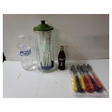 Vintage Spoons Straw Jar And Coca-cola Wind Up