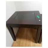 Dark Wood End Table With Glass Inlay