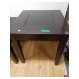Dark Wood End Table With Glass Inlay