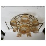 Gold Rimmed Glassware With Ice Bucket Holder