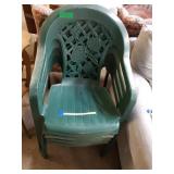 4 Green Outdoor Patio Chairs