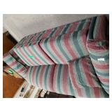 Green/Cranberry Colored Striped Couch