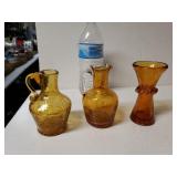 Amber Crackle Small Vases