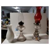 Vintage Oil Lamp, Wired Lamp  And Globe