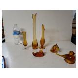 Amber Glass Vases And Paperweights