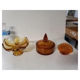 Viking Epic 6 Petal Compote In Amber, Amber Glass