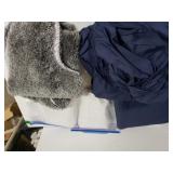 Blue Fitted, Flat Sheet, Shears,  Grey Contour