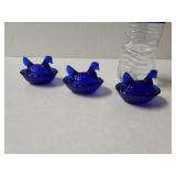 3 Small Cobalt Blue Nesting Hens