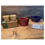 Longaberger Pottery Lot Two Votive Cups, Crock, &