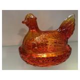 Beautiful Amberina Westmoreland Hen On A Nest