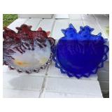 Red Carnival & Cobalt Blue Decorative Cat Plates