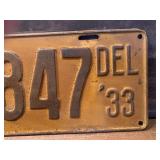 1933 Delaware License Plate