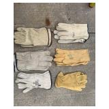 6 Pairs Of Leather Gloves Sizes Large & Extra