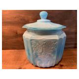 Blue & White Slag Depression Glass Cookie Jar
