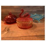 Vintage Glassware Ladies Swan Dish Lipstick