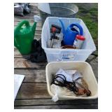 Storage Tote With Contents To Include Watering