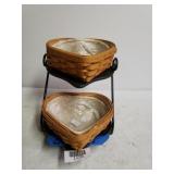 Longaberger Heart Baskets With Stand
