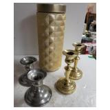Pewter & Baldwin Candlesticks, Decorative Glass