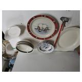 Assorted Dishes Bowls, Plates, Tray. Thermometer