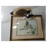 Geese Flying Painting & Wooden Figure