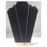 Ladies Silver Necklace W/ Silver iridescent Stone