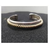 Ladies Tahe Navajo Sterling & 12K Gold Cuff