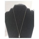 Ladies Silver Necklace W/silver Basket Charm -
